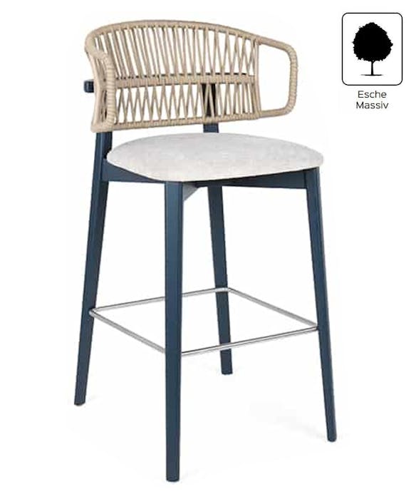 CASSALLO® Tabouret de Bar COFFEE CORD BAR - en frêne massif avec des tissus d'ameublement et des teintures de haute qualité