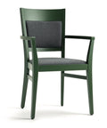 Fauteuil SAMUEL A - une chaise de restaurant robuste en bois de hêtre et en tissus et simili cuir de haute qualité