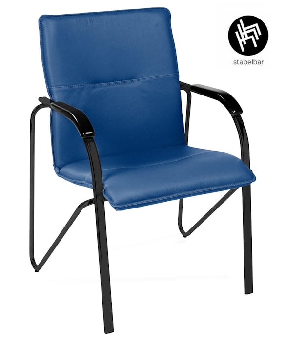 Chaise de conférence SAMBA en contreplaqué de hêtre à 8 couches, entièrement rembourrée, empilable avec accoudoirs