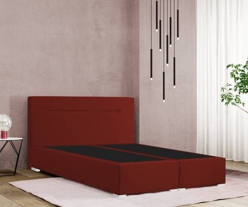 Lit boxspring MODENA 30 avec tête de lit LINE intemporelle - lit stable avec cadre en bois massif et noyau à ressorts Bonell de haute qualité
