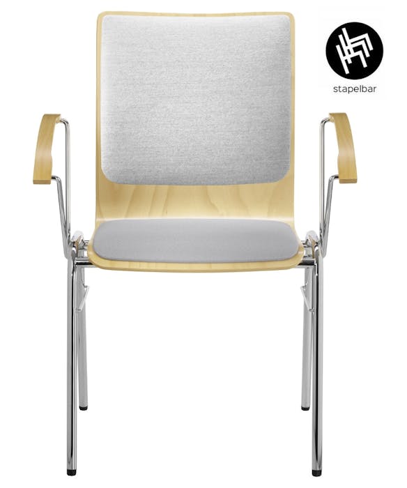 Chaise de conférence WING 5 A avec rembourrage de siège et de dossier en matériaux de haute qualité - empilable, durable et polyvalente