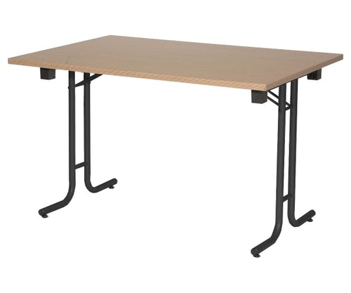 Table pliante revêtue HPL avec plateau de 20 mm et cadre en acier tout autour