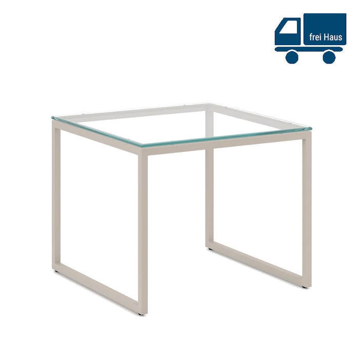 Table d'Appoint DALLAS 55x55cm avec Plateau en Verre - Combinaison de Verre et Métal dans un Aspect Élégant et de Haute Qualité