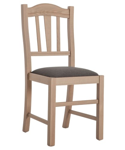 Chaise SILVANA fabriquée en bois de hêtre de haute qualité avec un large choix de tissus d'ameublement et de teintures.