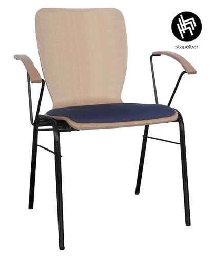 Chaise de conférence WING 2 A avec coussin d'assise - fabriquée à partir de matériaux de haute qualité - empilable, confortable et peu encombrante