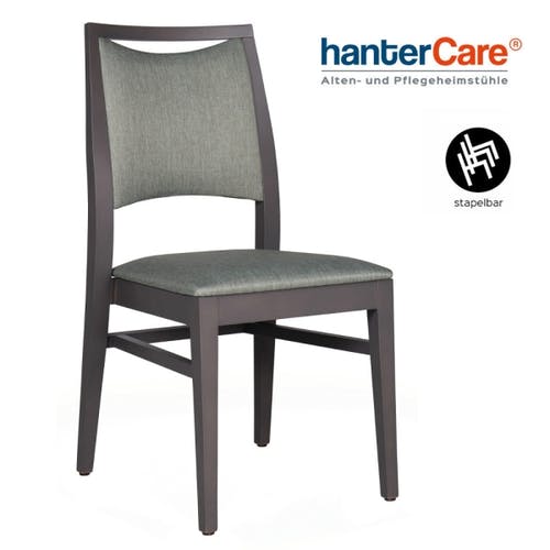 Chaise empilable pour seniors DENISE EMP TP avec des tissus d'ameublement résistants pour maisons de retraite, hôtels et maisons de seniors