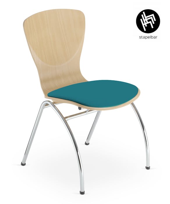 Chaise de conférence BINGO avec coussin d'assise - de forme ergonomique, disponible en différentes couleurs et tissus, durable et attrayante