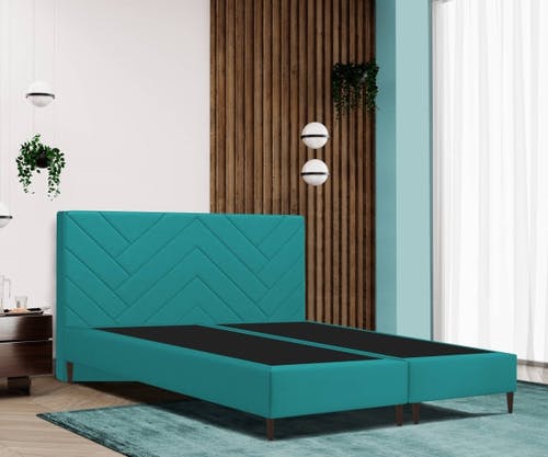 Lit boxspring PALERMO 20 avec tête de lit WAVE - corps en bois stable avec cadre en bois massif et ressorts Bonell