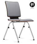 Chaise de conférence AXO avec rembourrage de siège et de dossier en contreplaqué de hêtre à 7 couches et tube rond en acier - empilable et confortable
