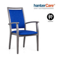 Chaise d'aisance empilable pour seniors FARO HIGH EMP CB en bois de hêtre avec dossier haut pour établissements de soins