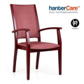 Fauteuil empilable pour seniors PORTO HIGH EMP CB en hêtre avec revêtement en tissu robuste pour soins et hôtellerie