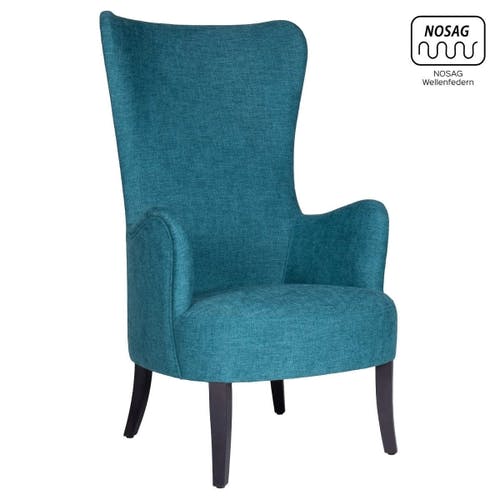 CASSALLO® Fauteuil Design FLOWER LOUNGE HIGH avec cadre en hêtre robuste et suspension Nosag