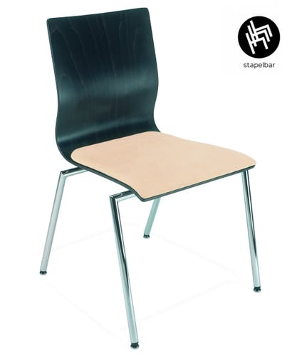 Chaise de conférence ESPACIO en contreplaqué de hêtre à 3 couches avec protection pour empiler - empilable, durable et polyvalente.