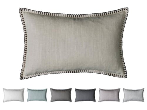 Housse de coussin Fine MODERN COUNTRY 40x60cm en 7 couleurs en lin, bordée d'une couture décorative artisanale, dos uni
