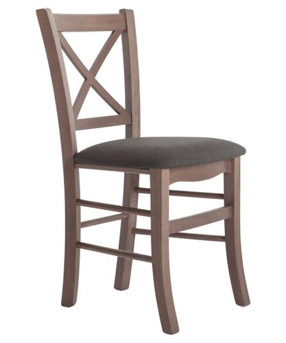 Chaise ALENA fabriquée en bois de hêtre de haute qualité avec un large choix de tissus d'ameublement et de teintes.