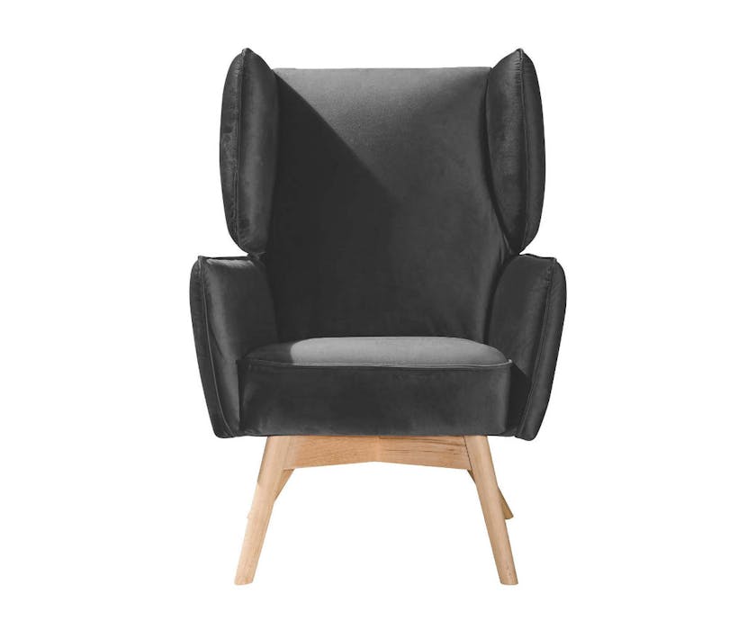 Fauteuil BONNY - un fauteuil élégant au caractère intemporel, tissus de meubles de haute qualité et pieds en bois au choix.