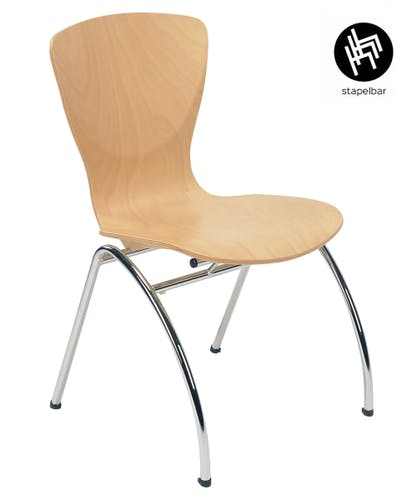 Chaise de Conférence BINGO avec Assise en Bois - chaise de conférence empilable pour événements, confortable et élégante disponible en plusieurs finitions