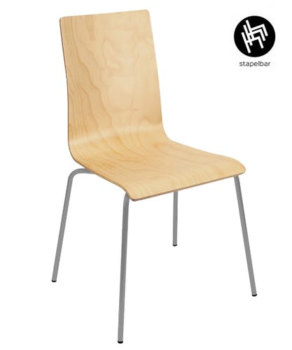 Chaise de conférence CAFE 7 avec siège en bois - chaise de conférence empilable, robuste et durable dans de nombreuses couleurs