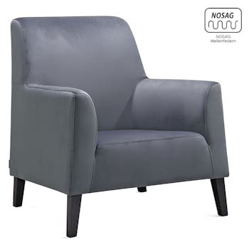 CASSALLO® Fauteuil design PATY MASS avec structure en bois de hêtre et suspension à ressorts Nosag, haute capacité de charge