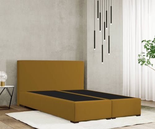 Lit boxspring MODENA 30 avec tête de lit SIMPLE, corps en bois stable, cadre en bois massif et noyau à ressorts Bonell de haute qualité.