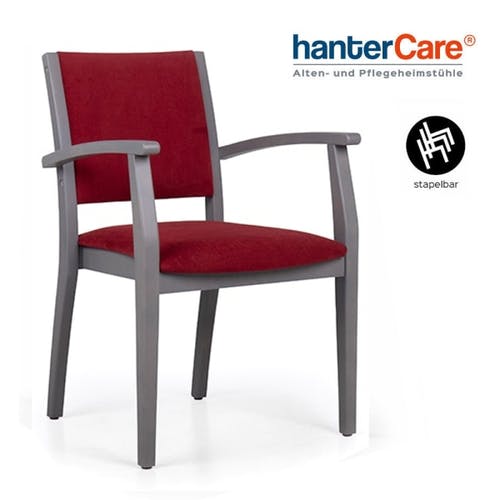 Fauteuil empilable pour seniors PORTO EMP CB en bois de hêtre avec rembourrage résistant pour soins et hôtellerie