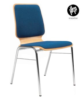 Chaise de conférence WING 1 avec coussin d'assise et de dos - chaise multifonctionnelle simple en plusieurs couleurs - empilable et confortable