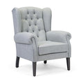 CASSALLO® Fauteuil design OTTO 01 avec capitonnage en boutons en bois de hêtre massif et tissus et simili cuir de haute qualité