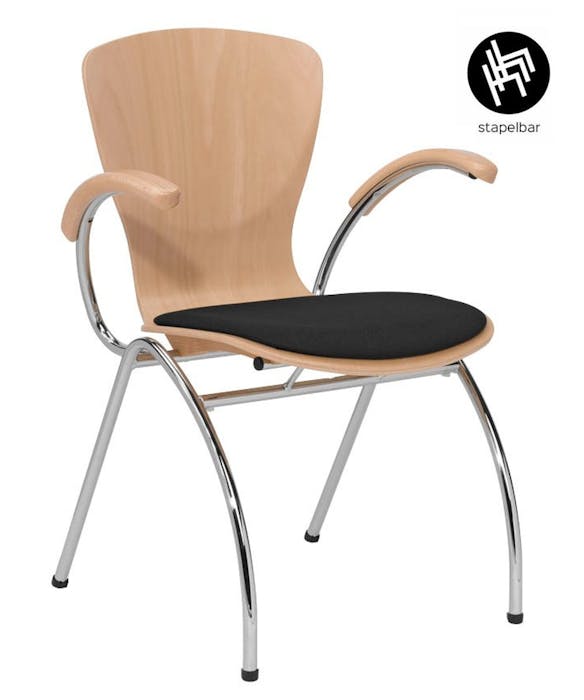 Chaise de conférence BINGO A avec coussin d'assise - idéale pour des espaces événementiels exigeants, empilable de manière pratique, design élégant