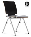 Chaise de conférence AXO avec coussin d'assise en contreplaqué de hêtre à 7 couches et tube rond en acier - empilable, confortable et gain de place!