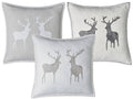 Housse de coussin Fine NATURLIEBE 60x60cm en 3 couleurs en lin avec impression de cerf, bordée d'une couture décorative artisanale.