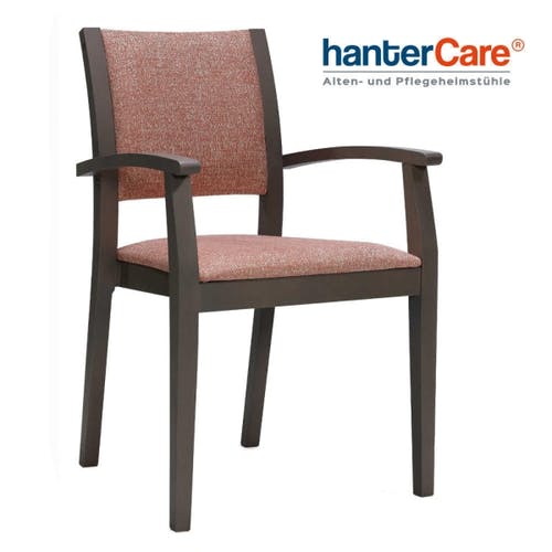 Fauteuil à accoudoirs pour seniors KATIA EST CB en bois de hêtre avec un rembourrage facile à entretenir pour les établissements de soins et les hôtels