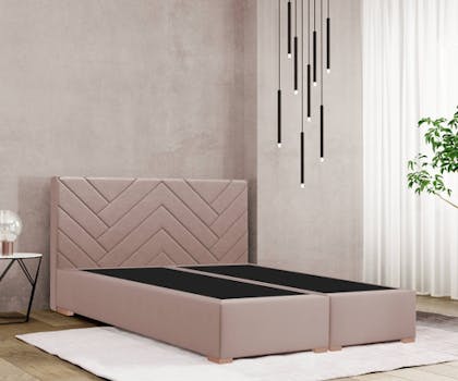 Lit boxspring MODENA 30 avec tête de lit WAVE - design intemporel, corps en bois stable avec ressorts Bonell et cadre en bois massif