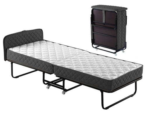 Lit d'appoint confortable VESALIA 90x200 cm avec matelas à ressorts Multispring et système de pliage automatique pour hôtels et chambres d'hôtes