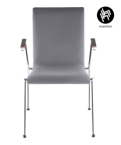 Chaise de conférence CADDY A avec coque de siège entièrement rembourrée en contreplaqué de hêtre à 8 couches et tube rond en acier - empilable et confortable