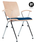 Chaise de conférence AXO A avec coussin d'assise en contreplaqué de hêtre à 7 couches et tube rond en acier - empilable, confortable et gain de place!