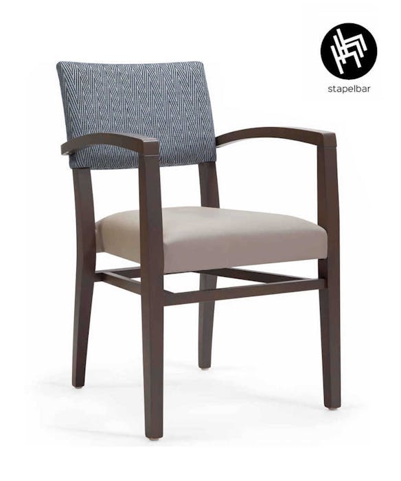 CASSALLO® Fauteuil VOIP EMP TP CB - Chaise empilable en bois de hêtre massif et tissus et teintures de haute qualité