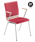 Chaise de conférence FEN A avec rembourrage de siège et de dossier en bois stratifié à 3 couches et tube rond en acier - empilable et gain de place