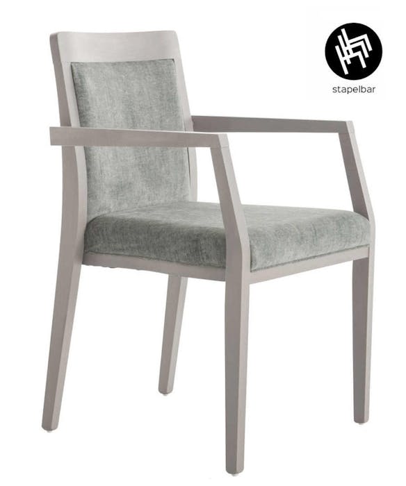 Fauteuil DUBAI SA empilable - Série de chaises best-seller DUBAI, élégamment fabriqué en bois de hêtre massif