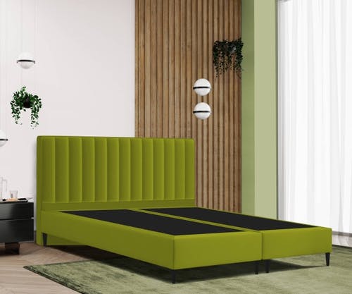 Lit boxspring PALERMO 20 avec tête de lit STRIPES intemporelle - corps en bois de haute qualité et noyau à ressorts Bonell