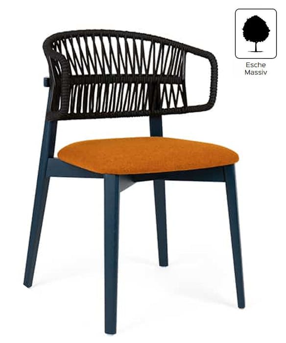 CASSALLO® Chaise COFFEE CORD - en frêne massif avec des tissus d'ameublement et des teintures de haute qualité